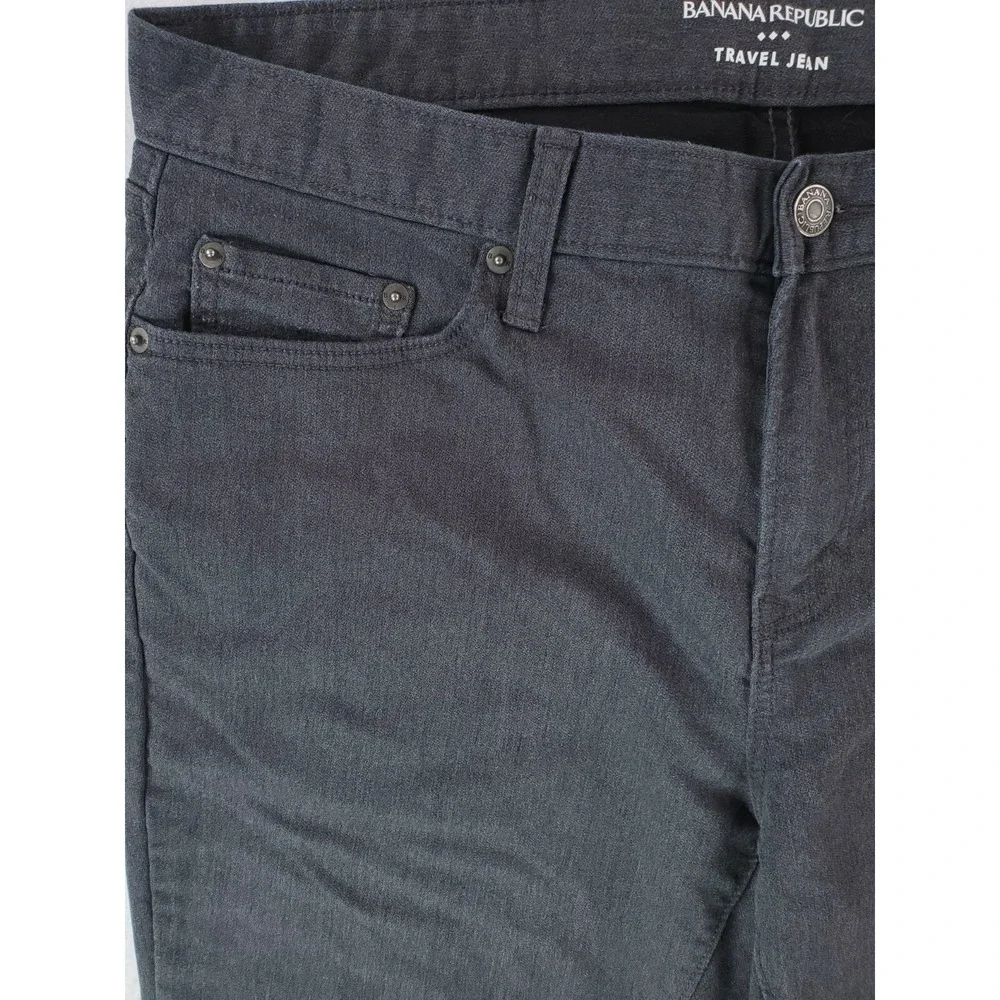 Banana Republic Jeans Men 35x28* Gray Travel Pant Athletic Tapered Stretch Denim